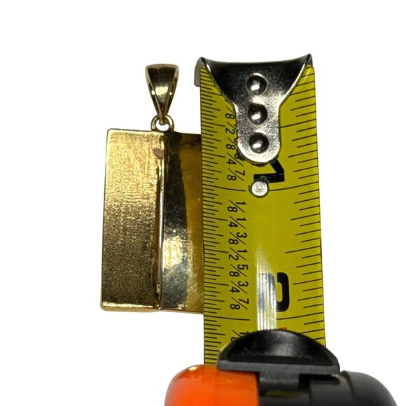 Modern Gold Textured Rectangle Pendant Geometric Design Unisex Minimalist - Picture 13 of 16